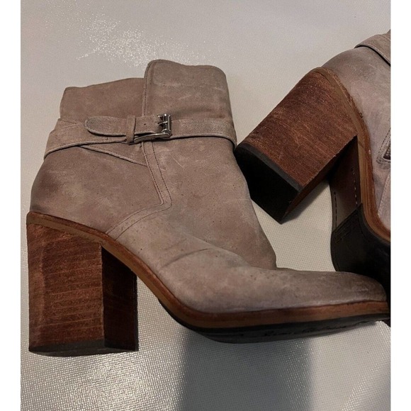 Sam Edelman Perry Taupe Suede Distressed Leather Ankle Booties Women's Size 8.5M - Picture 4 of 9